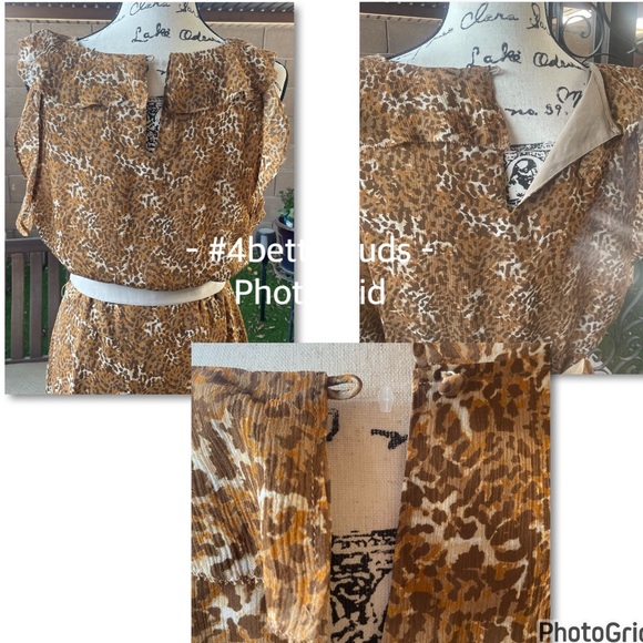 NEW Paige Tia Silk Belted Ruffle Leopard Animal Print Caramel Spice Mini Dress L - Picture 8 of 16